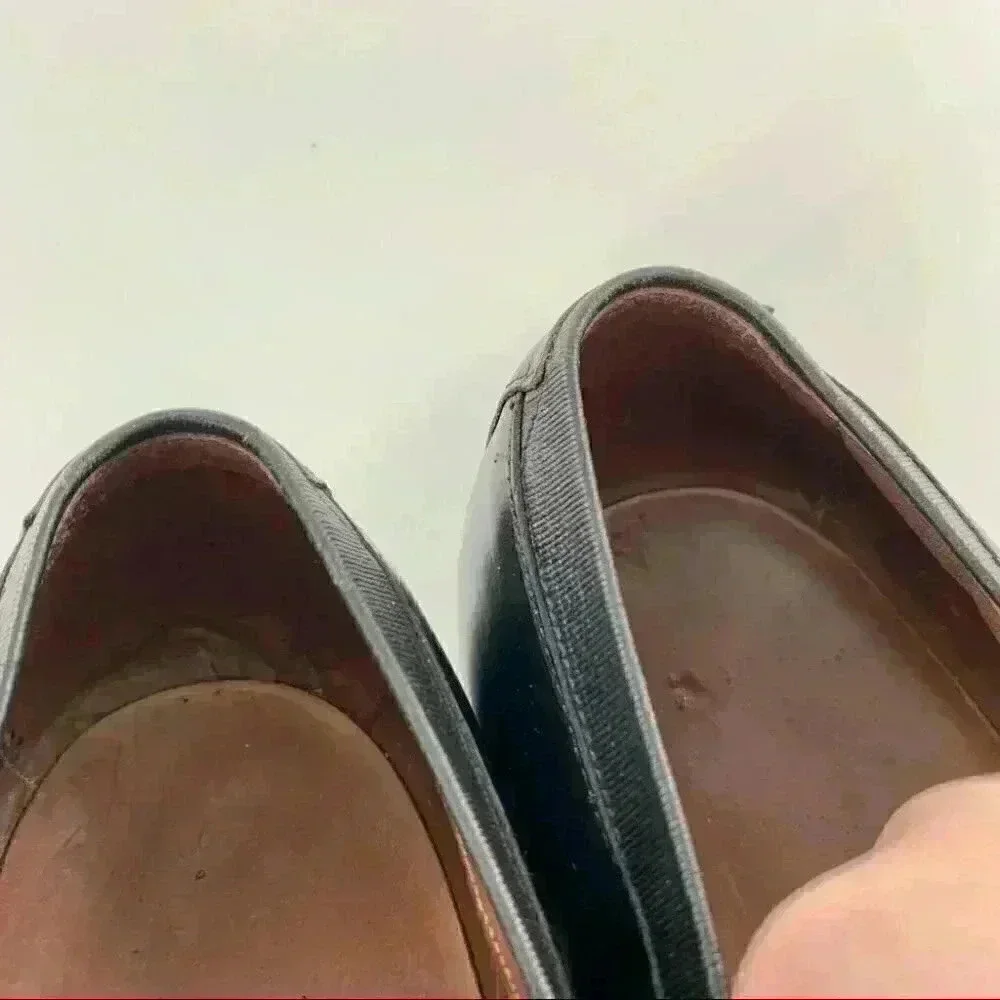 Allen Edmonds Ethan size 9.5 black leather vintage 90s slip on tassel loafers